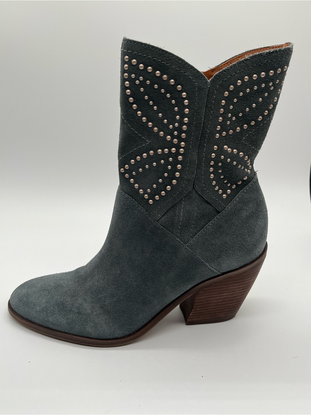Lucky Brand Lakelon western booties size 8M. Blue grey suede with stud detailing - Picture 8 of 12